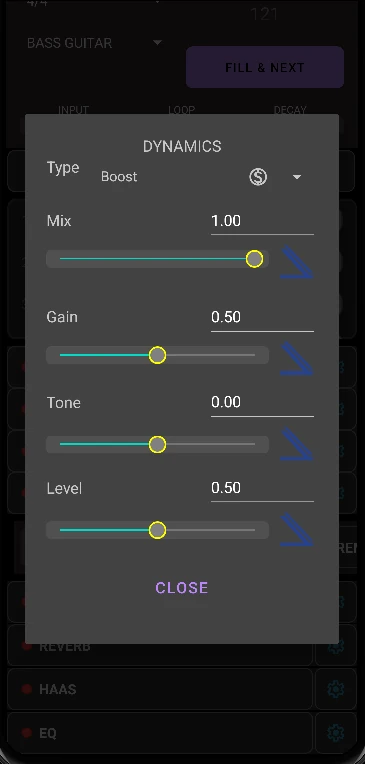 GAAP App Dynamics Sustain Effect Settings Dial