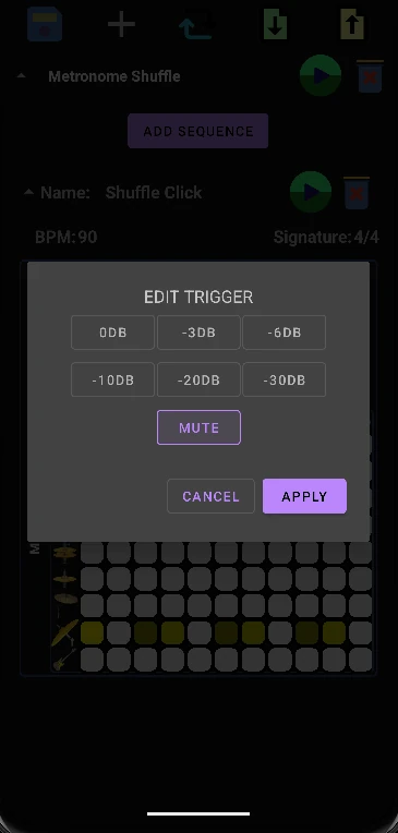 GAAP App Drum Sequencer Trigger Velocity Parameter Adjustment