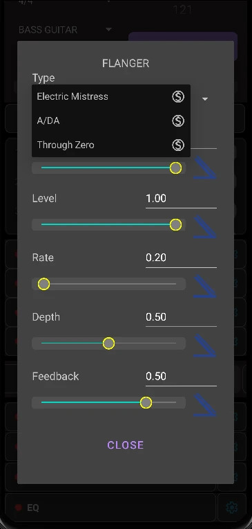 GAAP App Flanger ADA Through-Zero Electric Mistress Settings